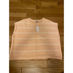 NWT Universal Thread women's peach striped sleeveless cotton crochet sweater L